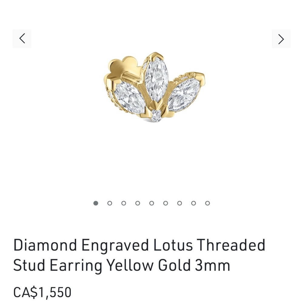 Maria Tash 18K Diamond Engraved Lotus Earring